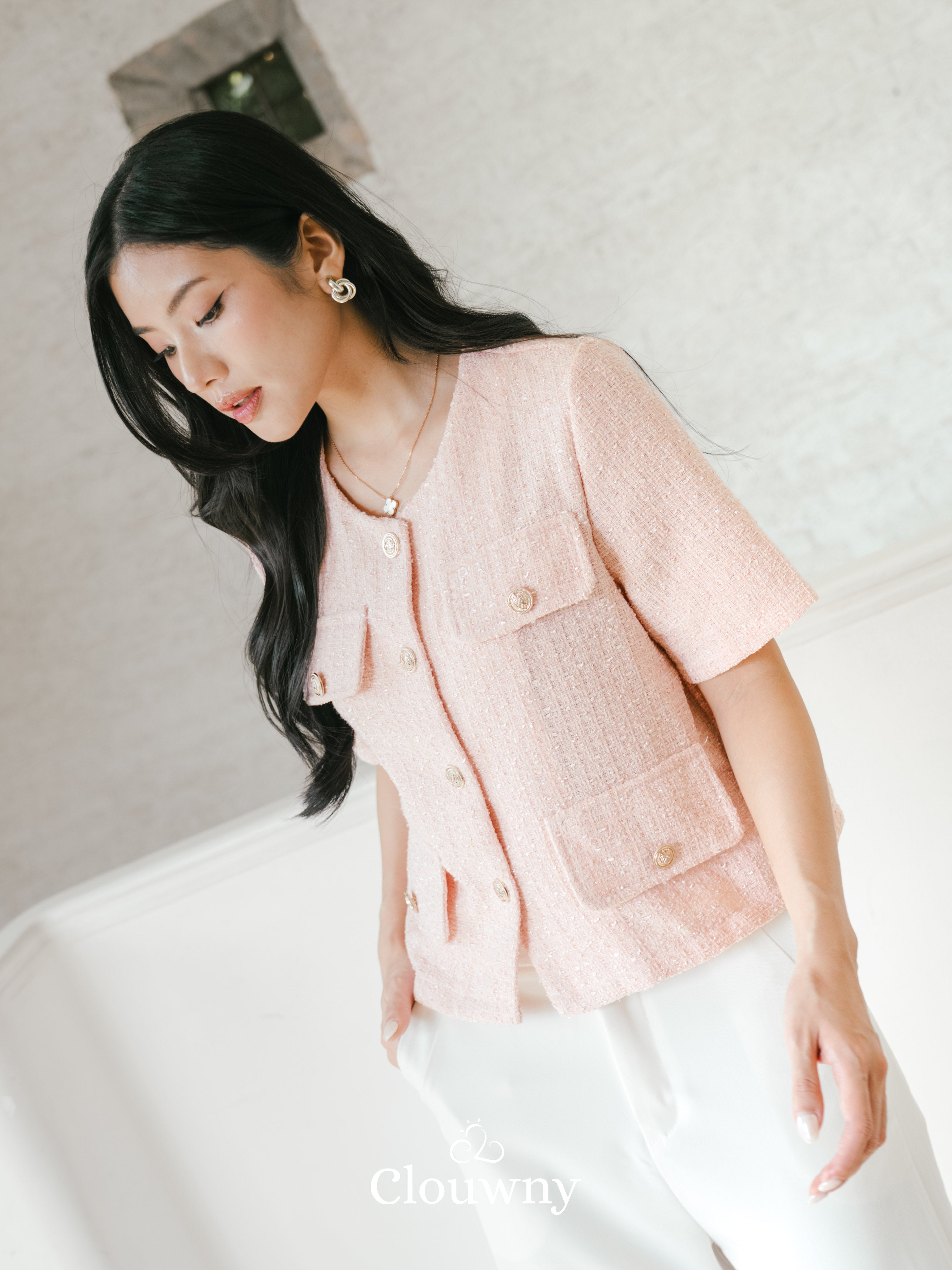 Berlin Tweed Top - Pink